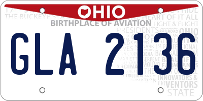 OH license plate GLA2136