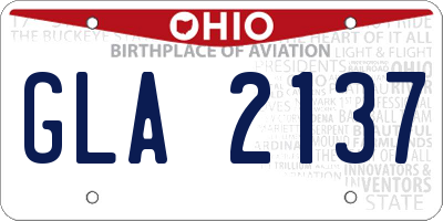 OH license plate GLA2137