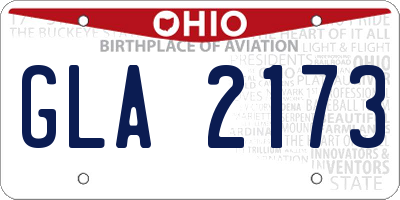 OH license plate GLA2173