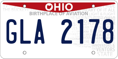 OH license plate GLA2178