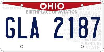 OH license plate GLA2187