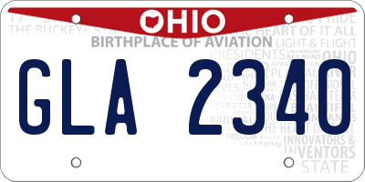 OH license plate GLA2340