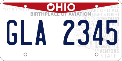 OH license plate GLA2345