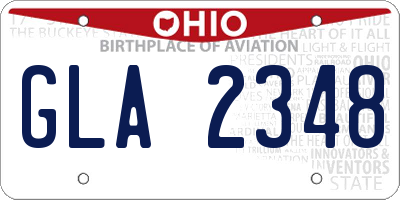 OH license plate GLA2348