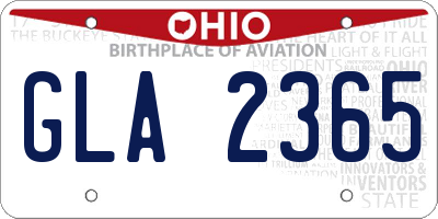 OH license plate GLA2365