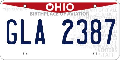 OH license plate GLA2387