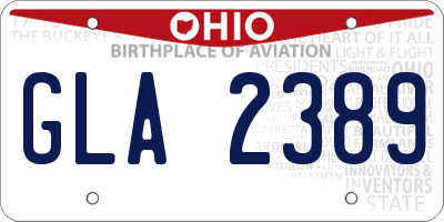 OH license plate GLA2389