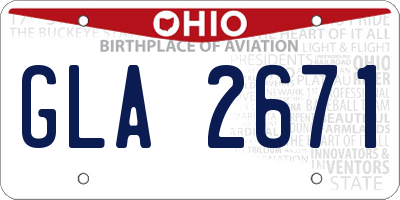 OH license plate GLA2671