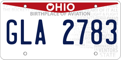 OH license plate GLA2783