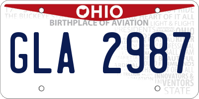 OH license plate GLA2987