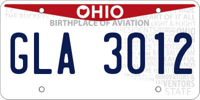 OH license plate GLA3012