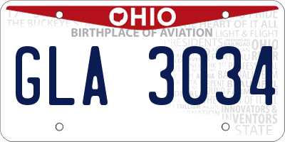 OH license plate GLA3034