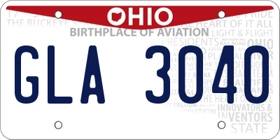 OH license plate GLA3040