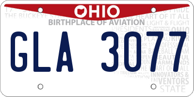 OH license plate GLA3077