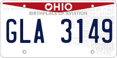OH license plate GLA3149