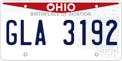 OH license plate GLA3192