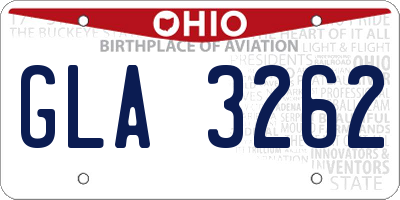 OH license plate GLA3262