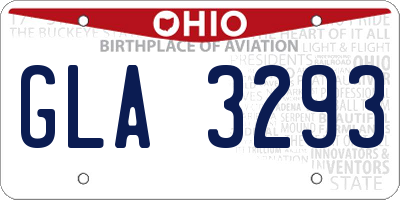OH license plate GLA3293