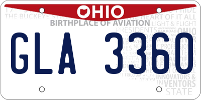 OH license plate GLA3360