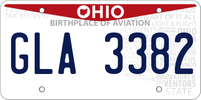 OH license plate GLA3382