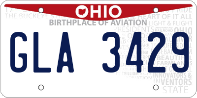 OH license plate GLA3429