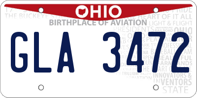 OH license plate GLA3472