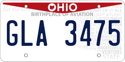 OH license plate GLA3475