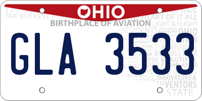 OH license plate GLA3533