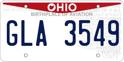 OH license plate GLA3549