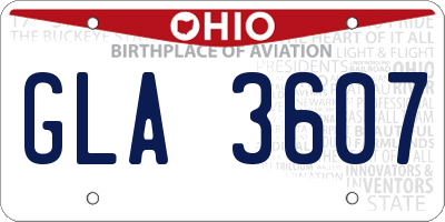 OH license plate GLA3607