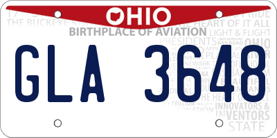 OH license plate GLA3648