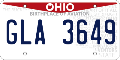 OH license plate GLA3649