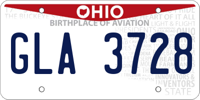 OH license plate GLA3728