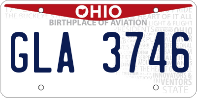 OH license plate GLA3746
