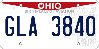 OH license plate GLA3840