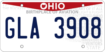 OH license plate GLA3908