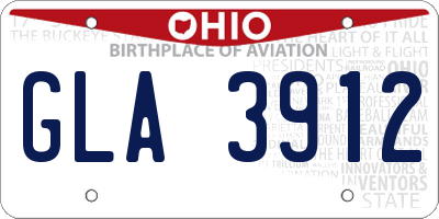 OH license plate GLA3912