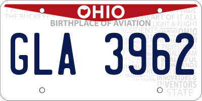 OH license plate GLA3962