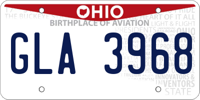 OH license plate GLA3968