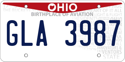 OH license plate GLA3987