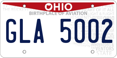 OH license plate GLA5002