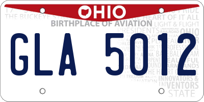 OH license plate GLA5012