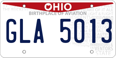 OH license plate GLA5013
