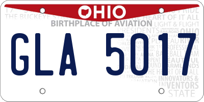 OH license plate GLA5017