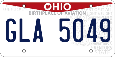 OH license plate GLA5049