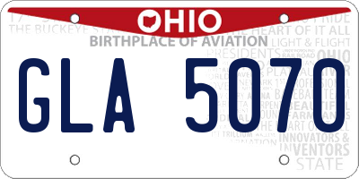 OH license plate GLA5070