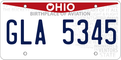 OH license plate GLA5345