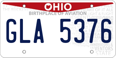 OH license plate GLA5376