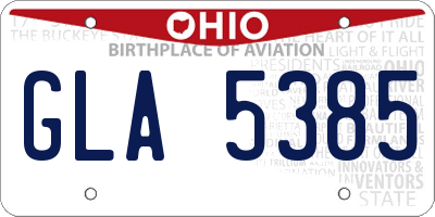 OH license plate GLA5385