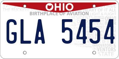 OH license plate GLA5454